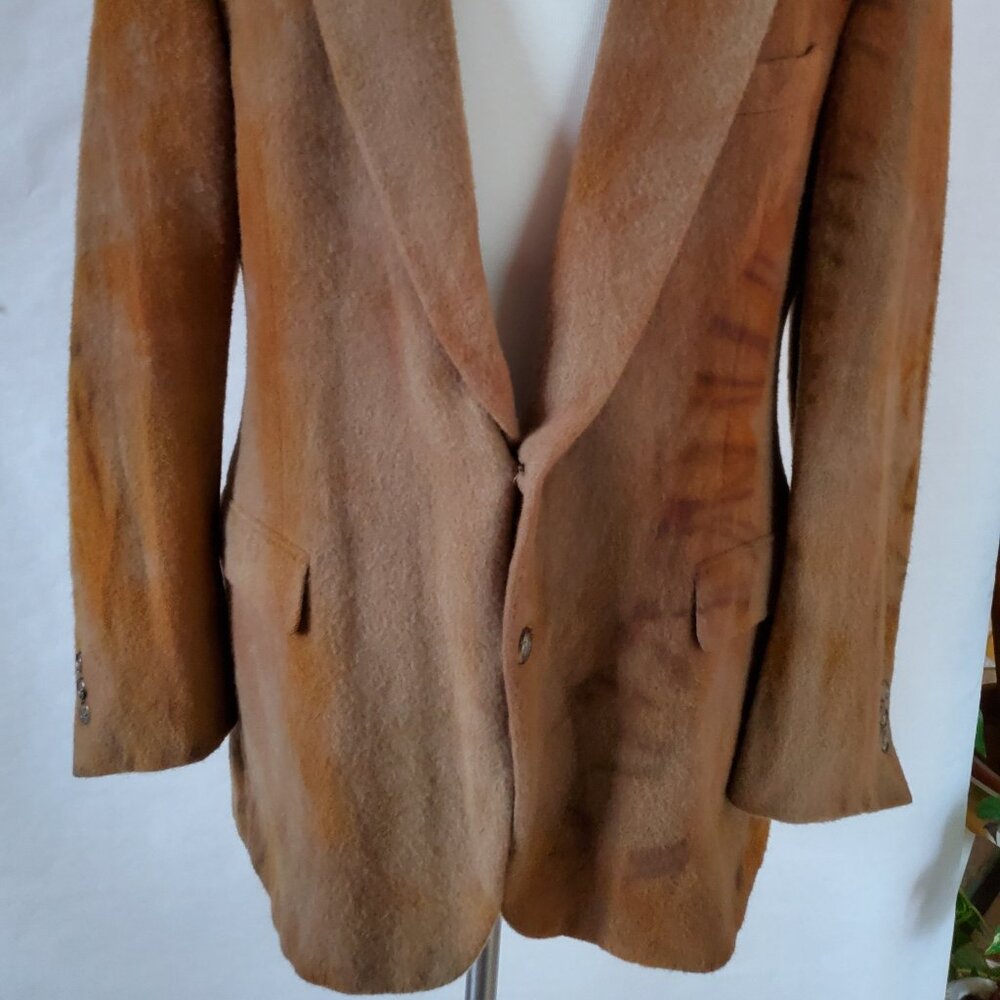 Vintage Cashmerel Wool jacket suit coat blazer brown gray camel 42 44 large XL